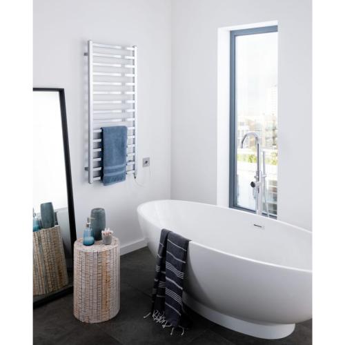 Vogue Serene 1700 x 500mm Square Tube Towel Rail Electric Only White 1481BTU MD049 MS1700500WH-E